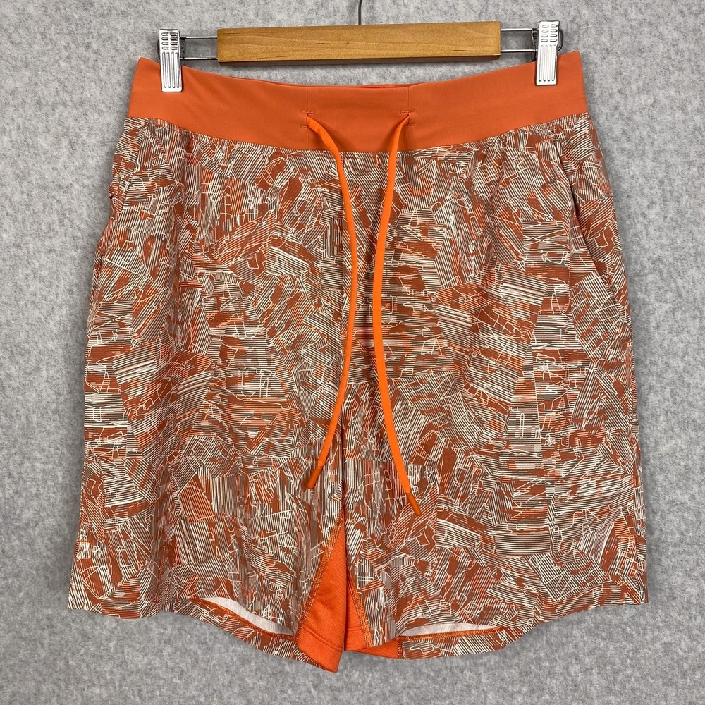 Lululemon Shorts Mens M‎ Parallel Divide Warm Coral Multi T.H.E. 7" Linerless